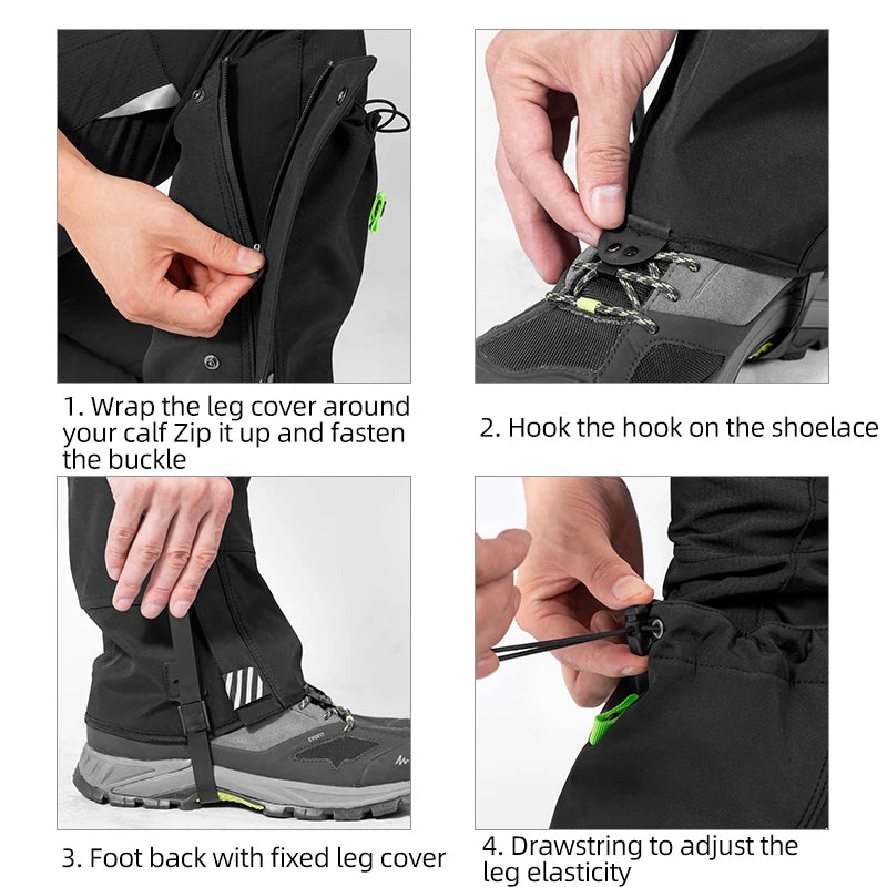 ROCKBROS Waterproof Leg Gaiters For Hiking And Skiing