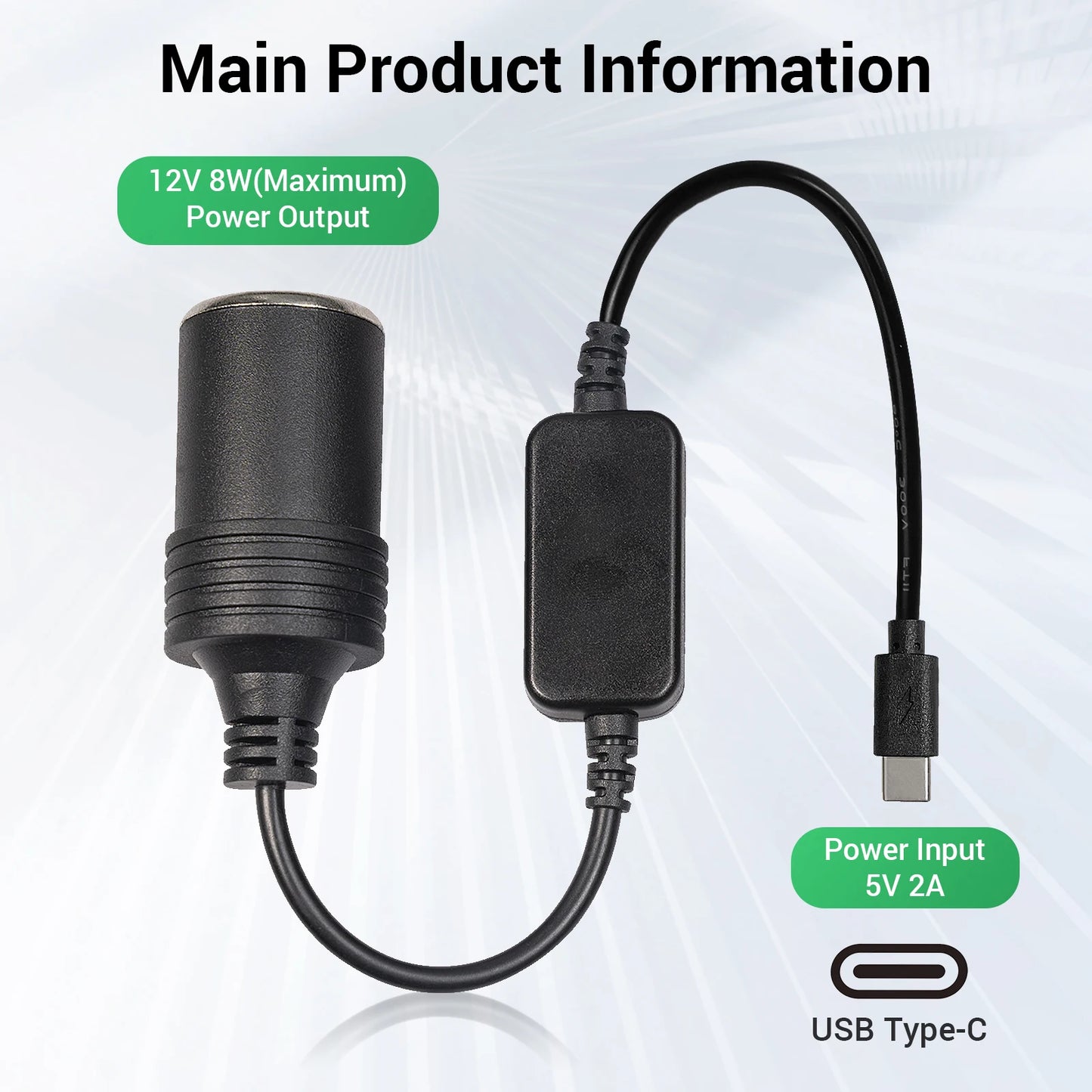 USB To 12V Cigarette Lighter Socket Adapter