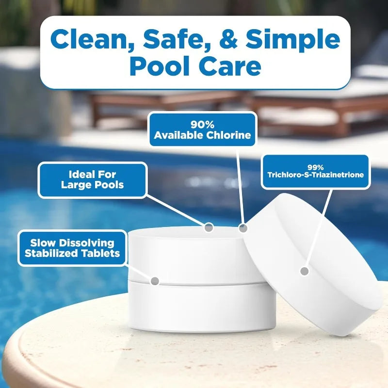 3-Inch Stabilized Chlorine Tabs For Pools, 25 Lb Bucket