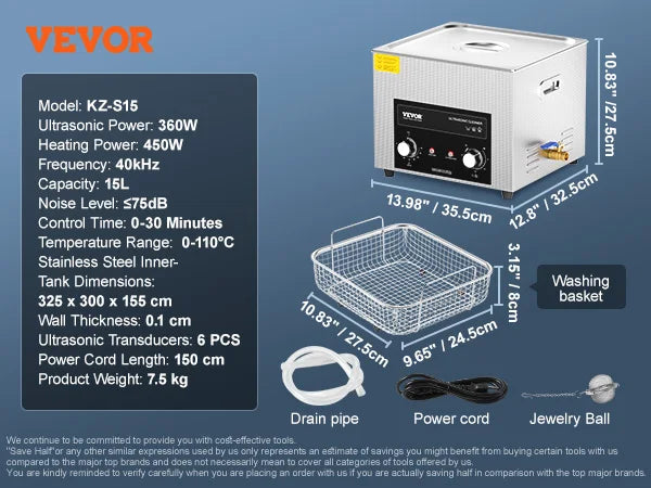 SucceBuy Ultrasonic Cleaner With Heater Timer For Lab Tools
