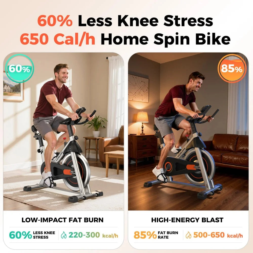 Silent Indoor Spin Bike With Adjustable Seat