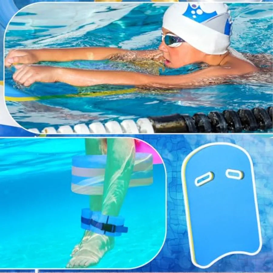 Water Aerobics Set With Foam Dumbbells Kickboard Buoy Gloves