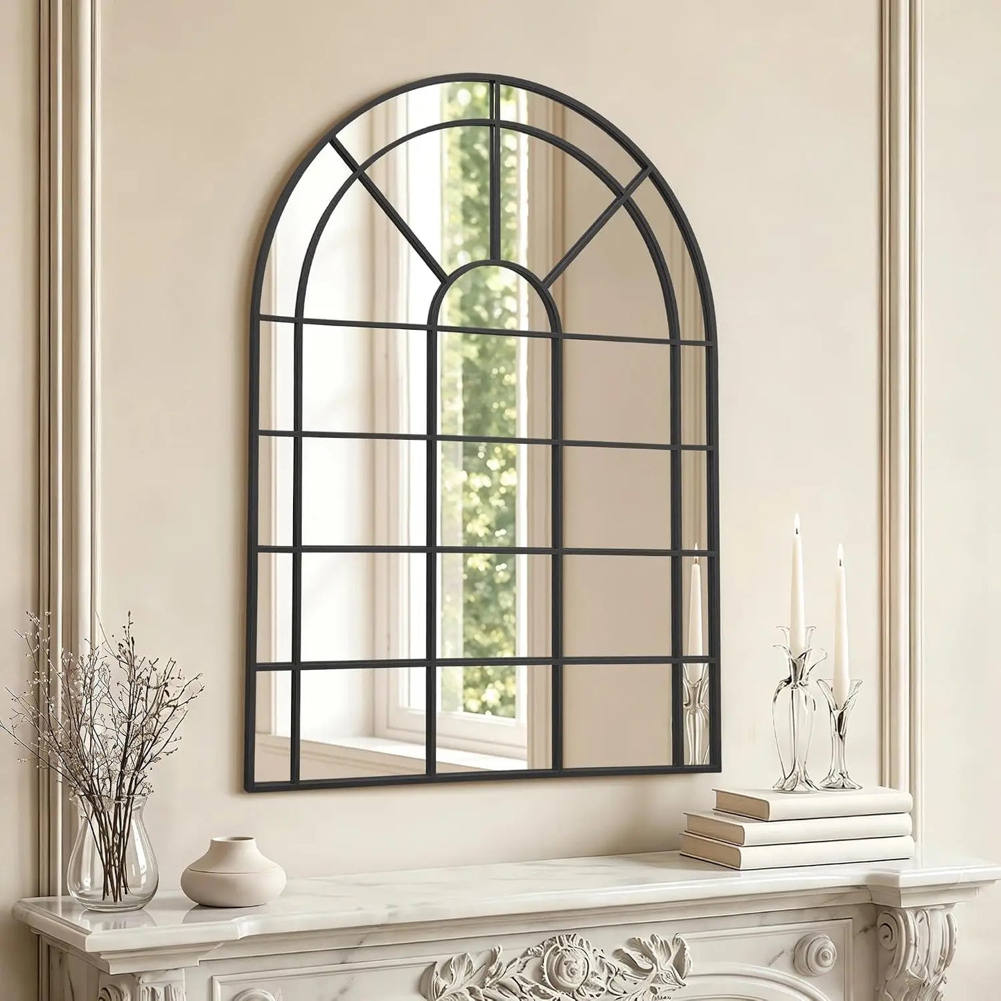 Arched Farmhouse Wall Mirror for Living Room and Entryway