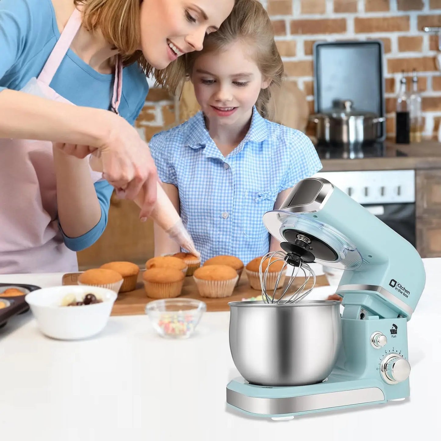 Electric Kitchen Stand Mixer With 6 Speeds And Attachments