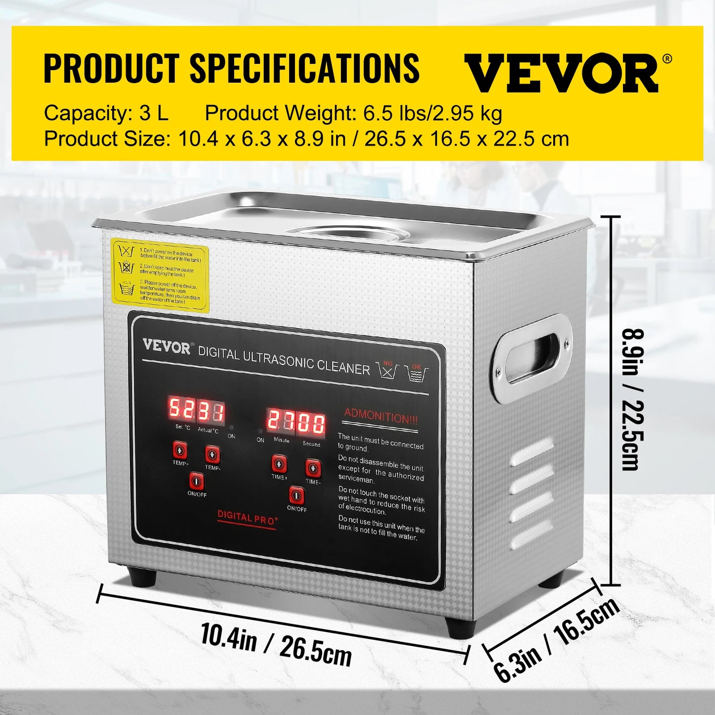 SucceBuy Ultrasonic Cleaner Stainless Steel