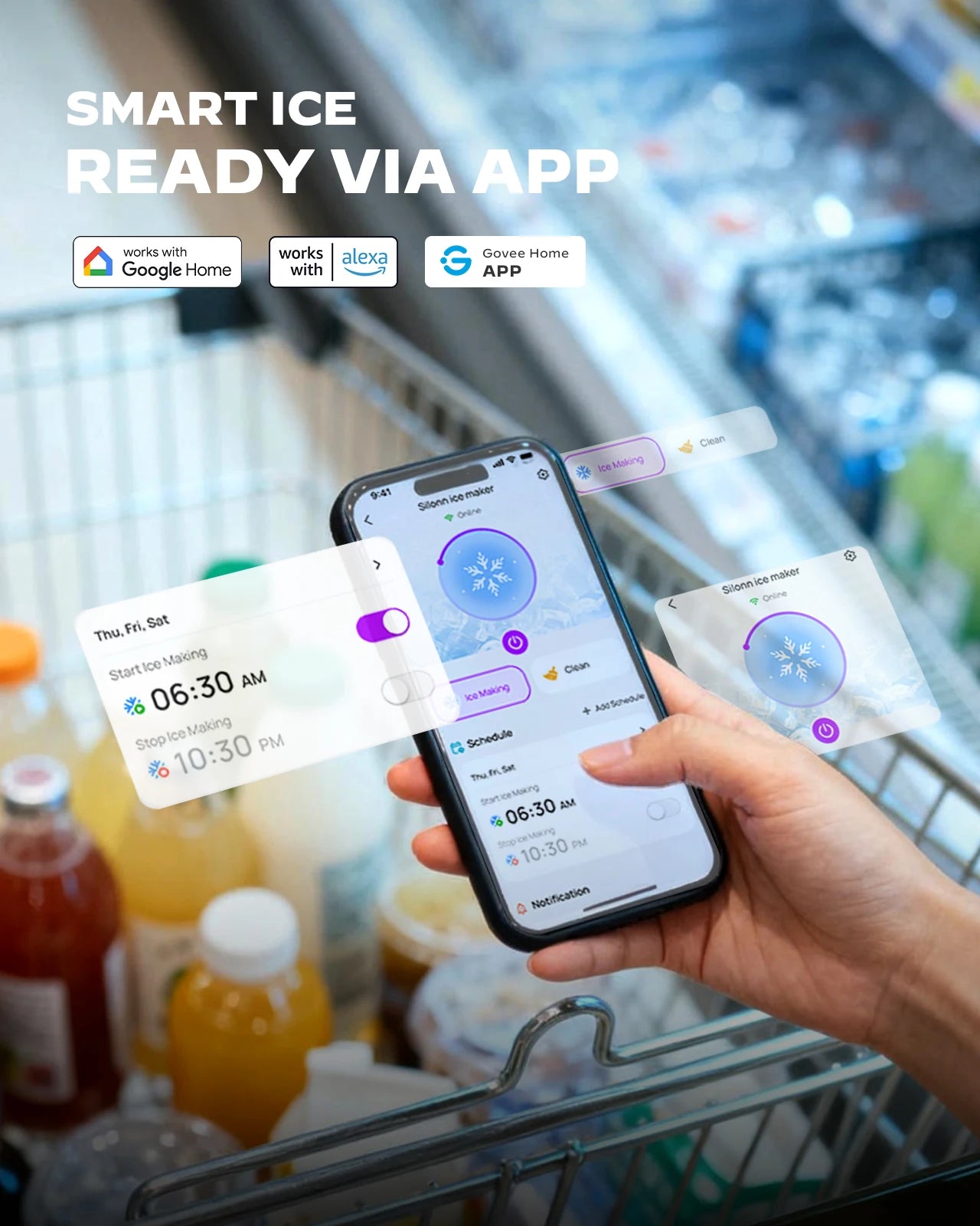 PHILERGO Nugget Ice Maker Countertop Self Cleaning App