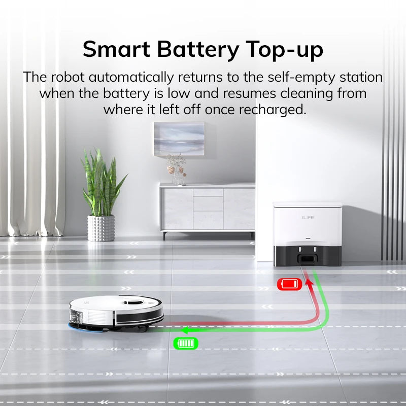 ILIFE A30 Pro 5000Pa Robot Vacuum With Mop And Self Emptying