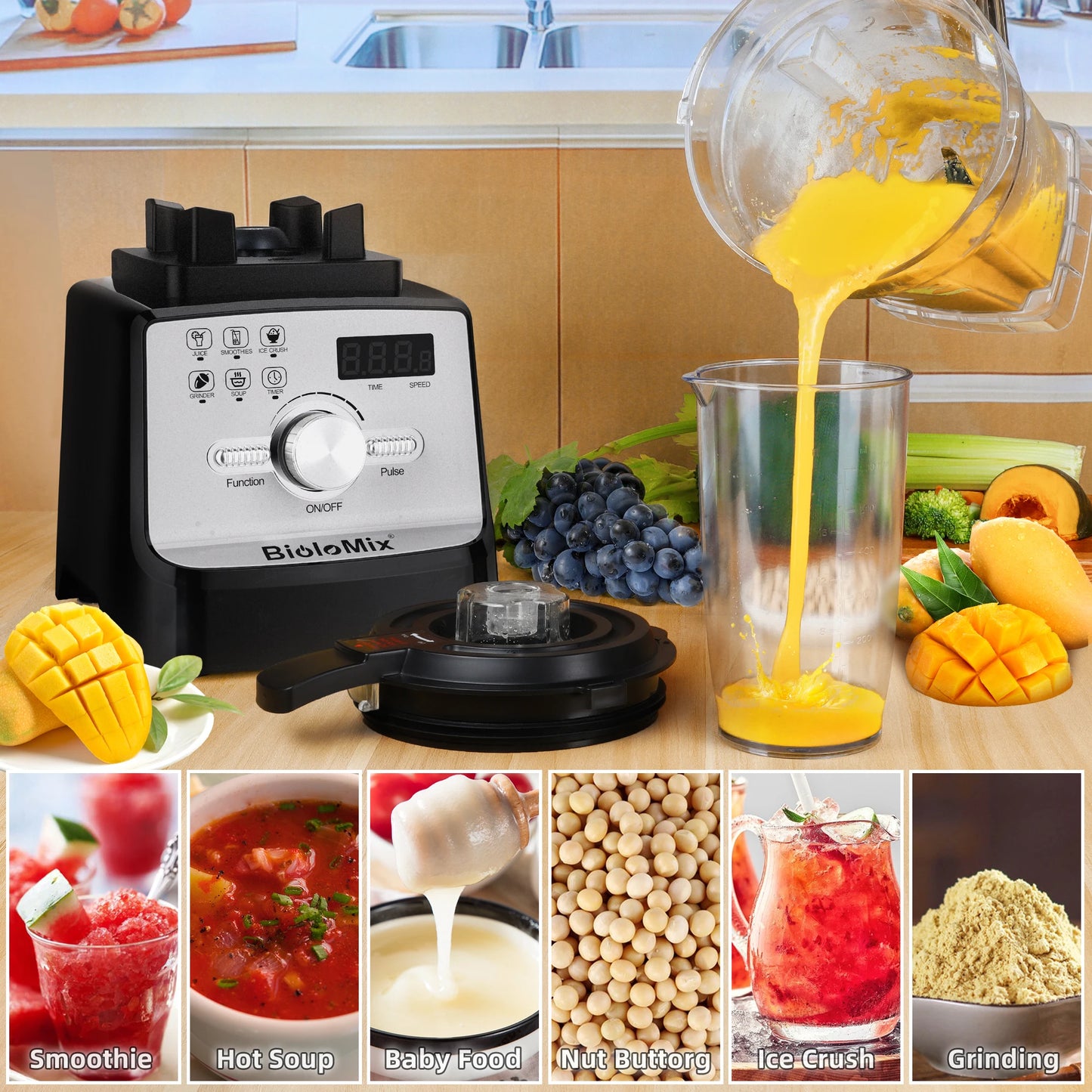 Biolomix 2200W Professional Blender For Smoothies And Juice