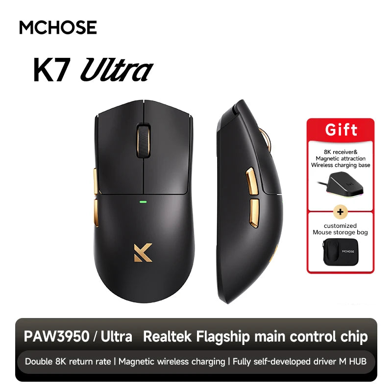 MCHOSE K7 Ultra Wireless Gaming Mouse With PAW3950 Sensor