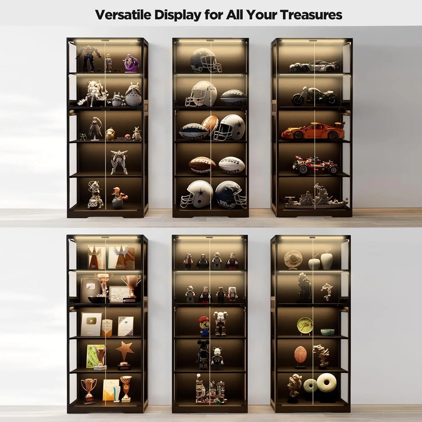 Zhilu 5-Tier Glass Display Cabinet With Led Lights