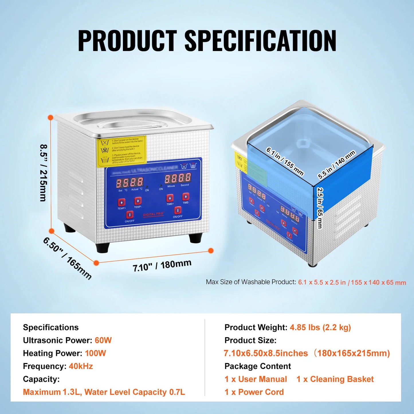SucceBuy Ultrasonic Cleaner With Digital Timer For Jewelry