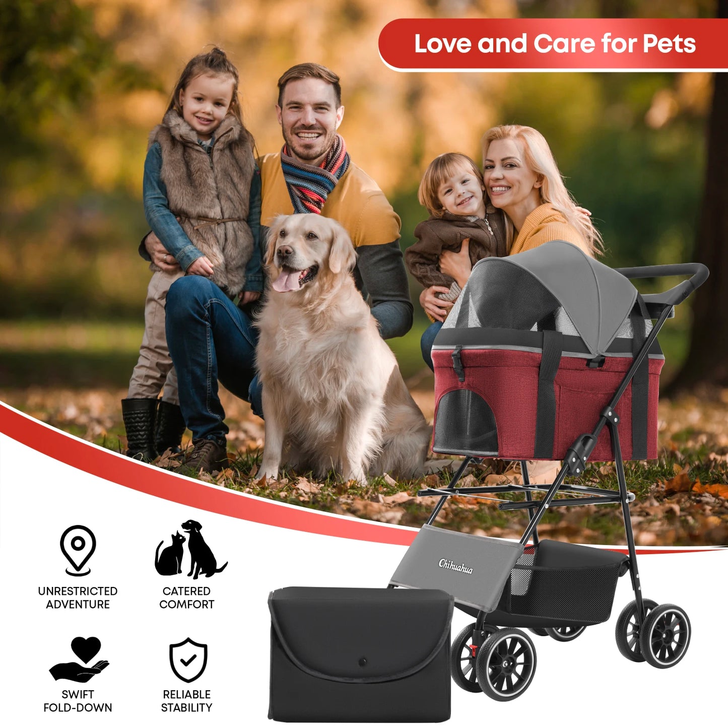 Chihuahua Lightweight Foldable Pet Stroller