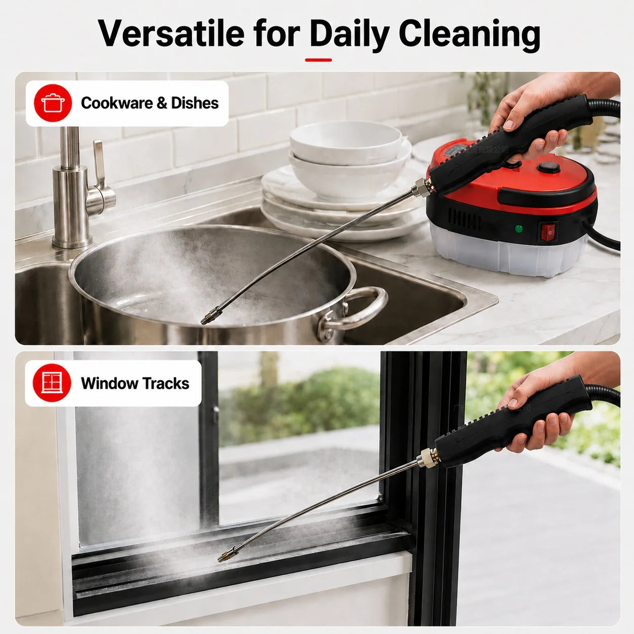 Portable High Pressure Steam Cleaner With Brush Heads