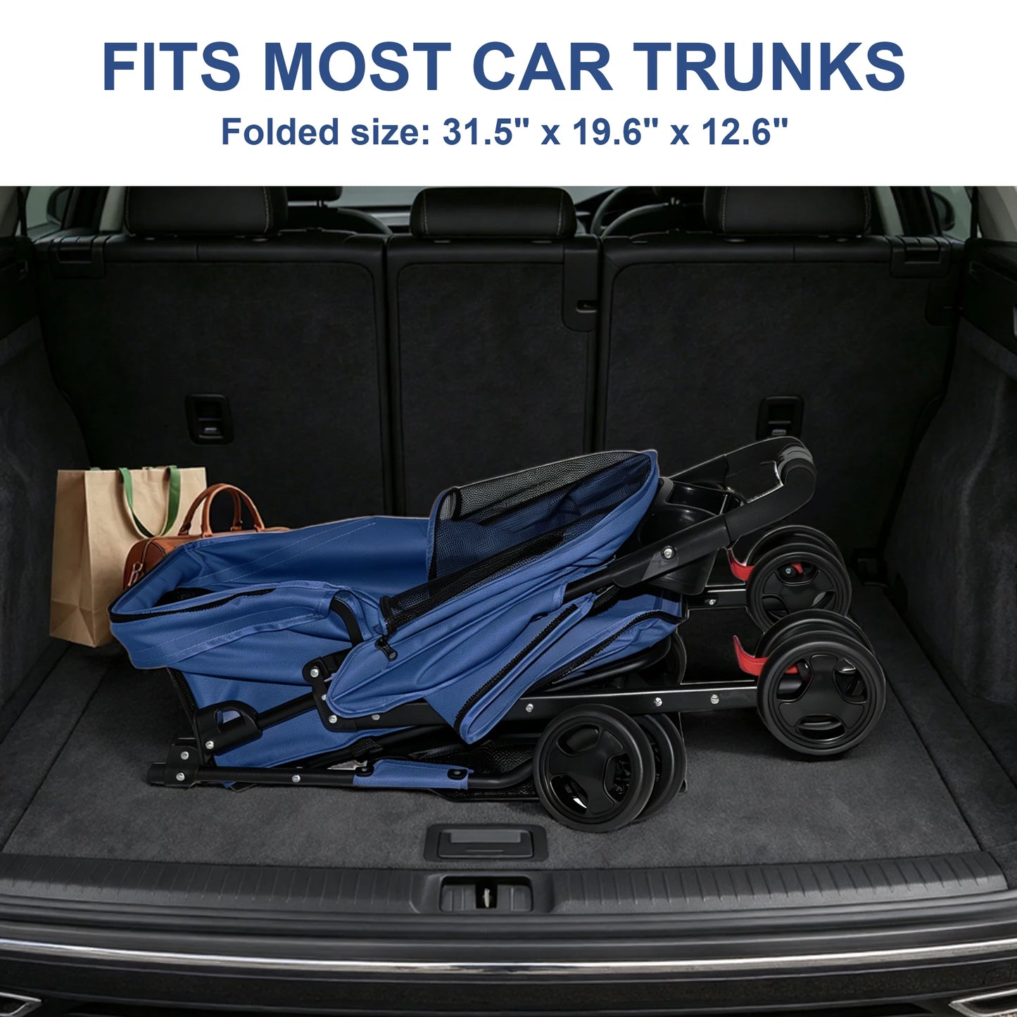 Foldable Pet Stroller With Mesh For Small Dogs And Cats