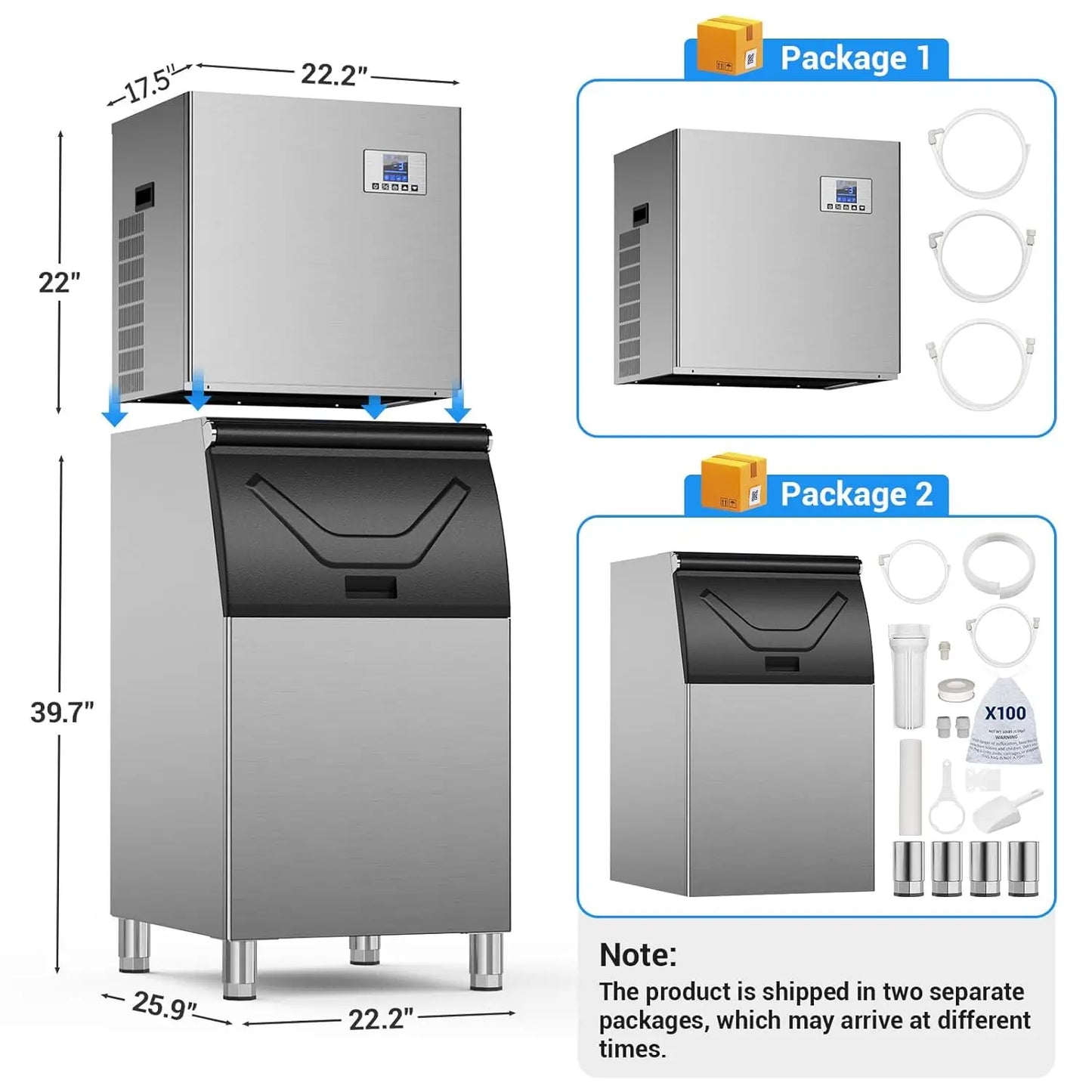 SHICU Commercial Ice Maker Featuring 680 Lbs Production