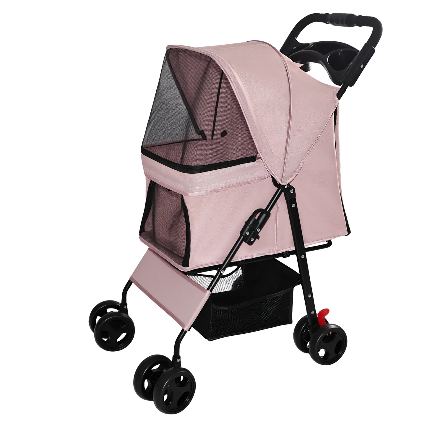 Foldable Pet Stroller With Mesh For Small Dogs And Cats