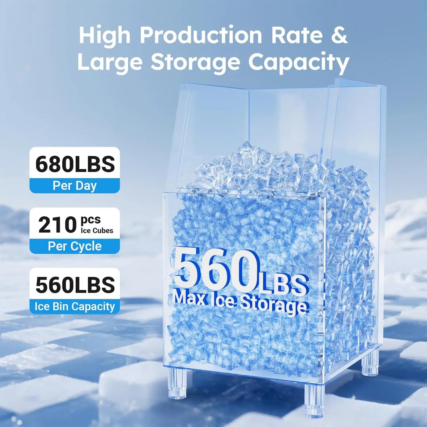 SHICU Commercial Ice Maker Featuring 680 Lbs Production