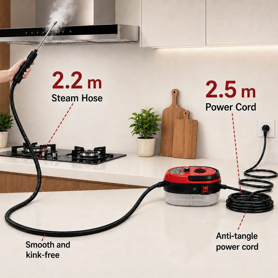 Portable High Pressure Steam Cleaner With Brush Heads