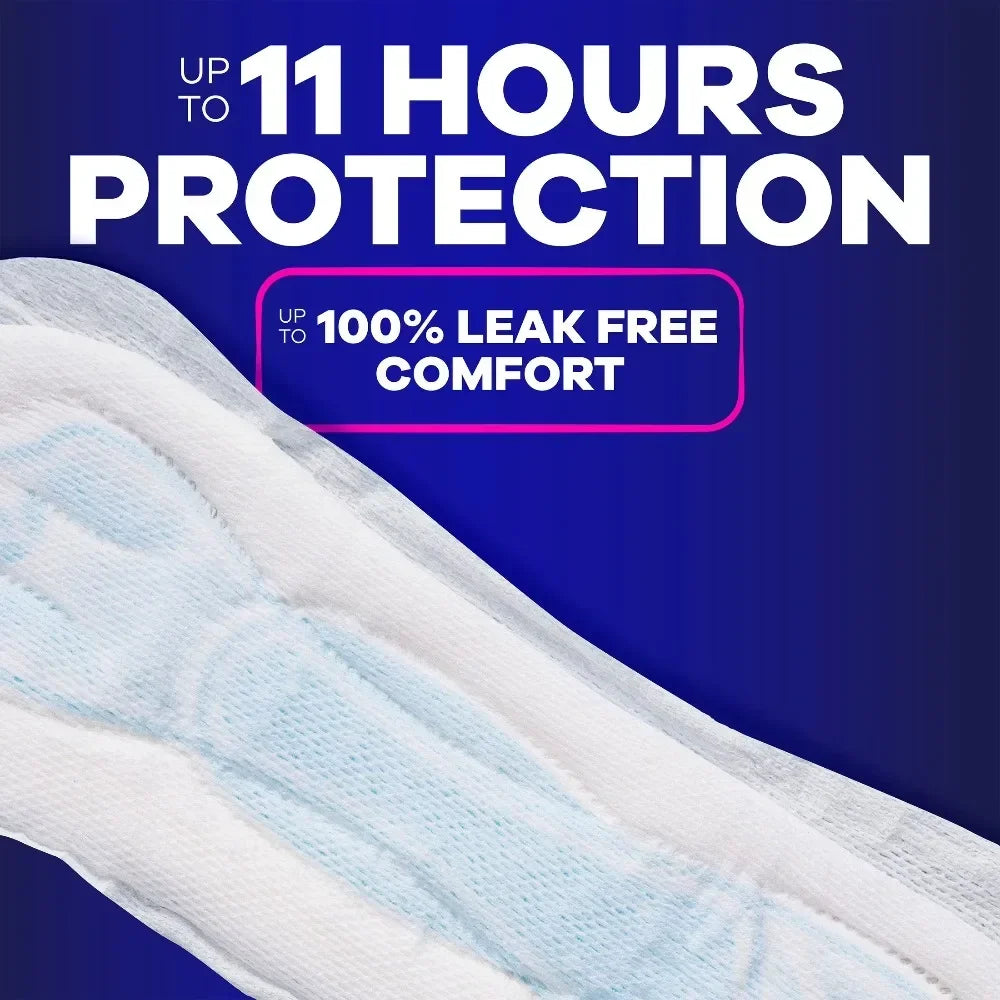 Overnight Absorbency Maxi Pads without Wings Size 4 Heavy Flow Sanitary Napkins 28 Count Long Super Pads for Women Ultra Protection for Night Use