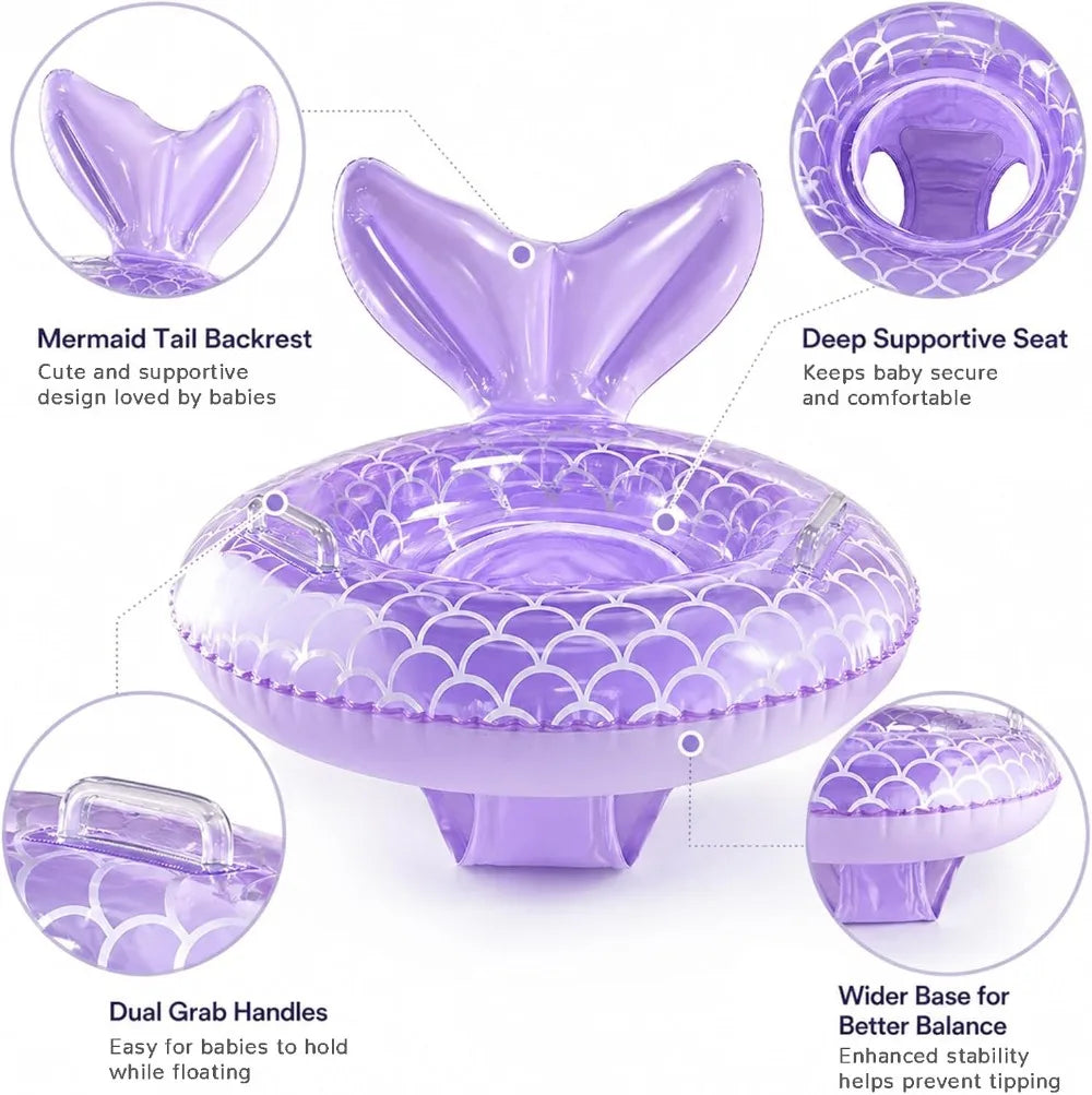 Mermaid Baby Pool Float For Toddlers Safe Fun Pool Ring