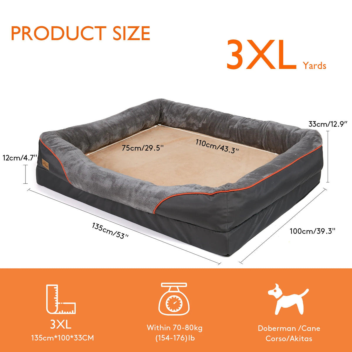 Bingopaw Fleece Dog Bed With Washable Waterproof Cover