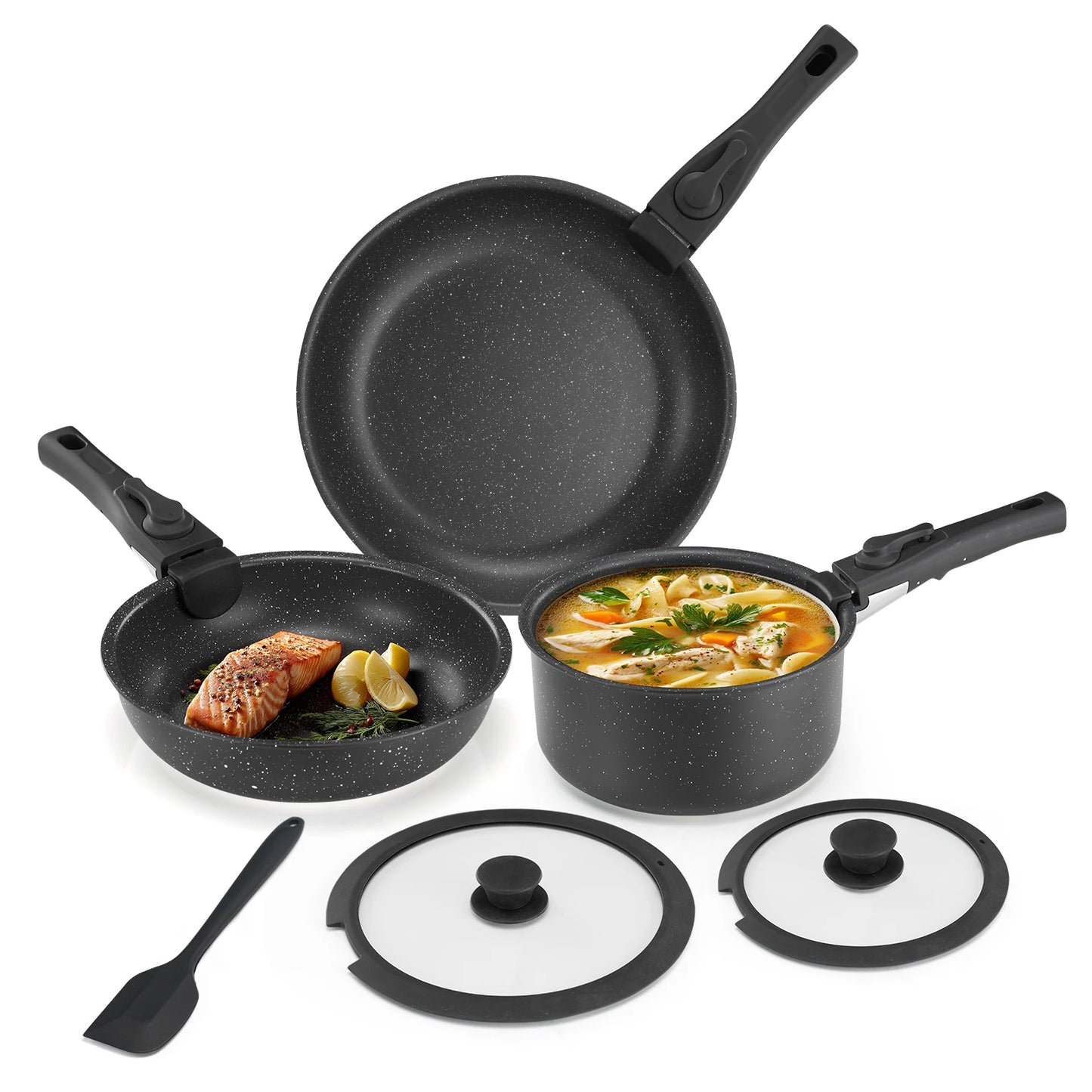 JHK 12 Piece Nonstick Pots and Pans Set Granite Coating