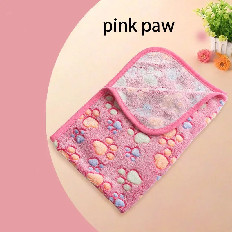 Velvet Pet Blanket Fleece Paw Pattern