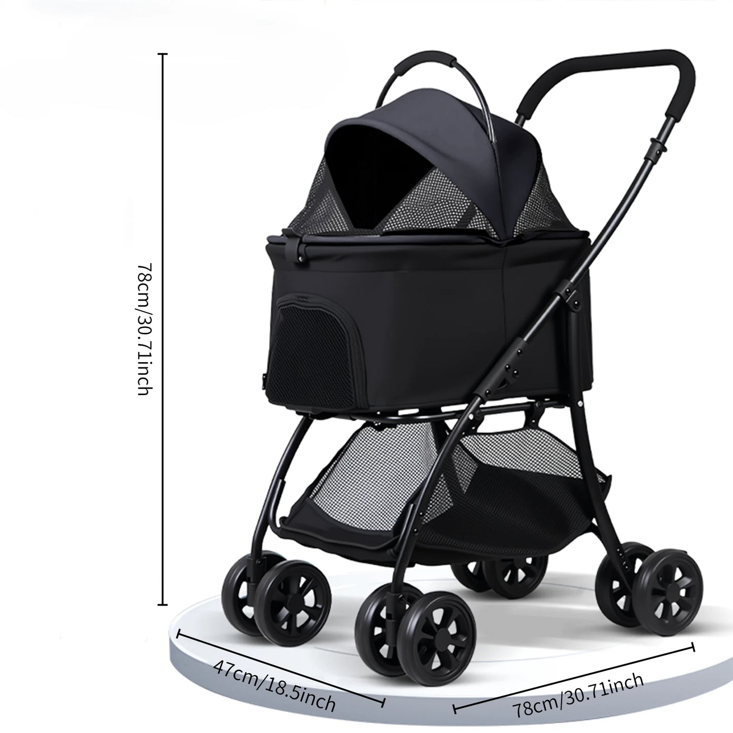 2-in-1 Detachable Pet Stroller Lightweight Foldable Carrier