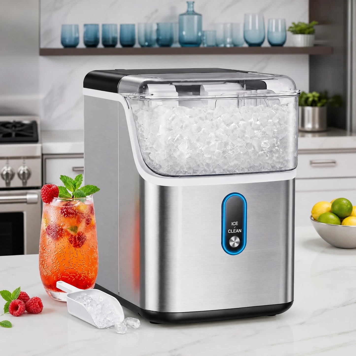 Philergo 33 Lbs Nugget Ice Maker Countertop Self Cleaning