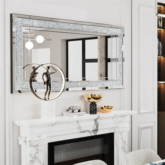Crystal Crush Diamond Wall Mirror Framed Living Room