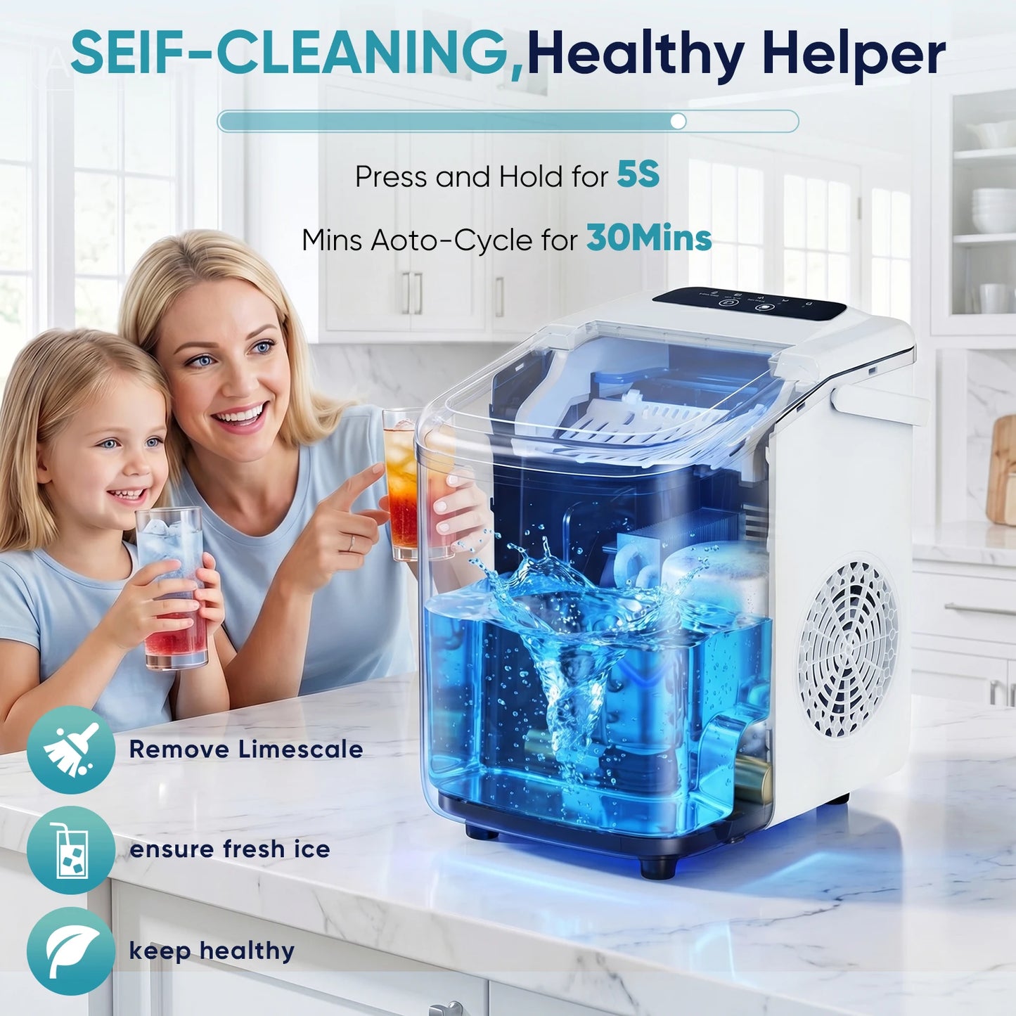 Portable Countertop Ice Maker With Scoop For Home Kitchen