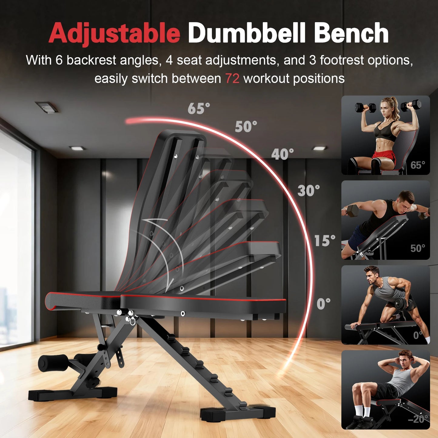 Multifunctional Adjustable Dumbbell Bench 660LBS Capacity