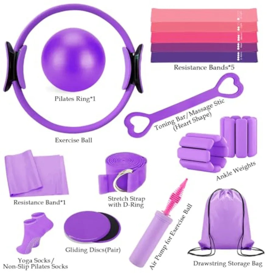 Pilates Equipment Set With Ring Ball And Resistance Bands