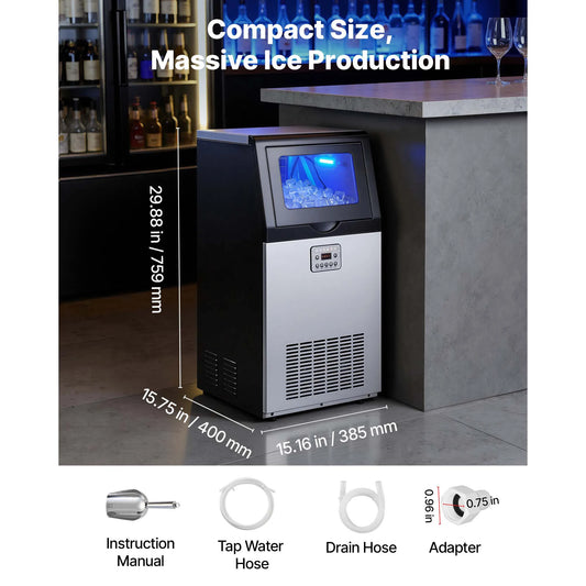 SucceBuy Commercial Ice Maker With Storage Bin