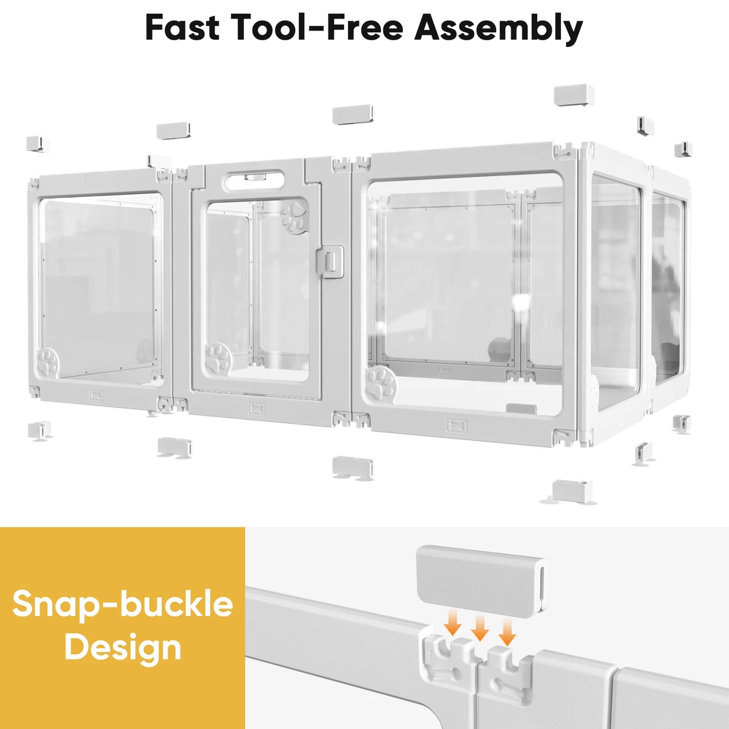 Clear Acrylic Dog Play Pen Indoors 24", 8 Panels Transparent Puppy Playpen with Door for Small Dogs Puppies, Modular Plastic Pet Playpen Cage Fence Crate for Cat Kitten Rabbit