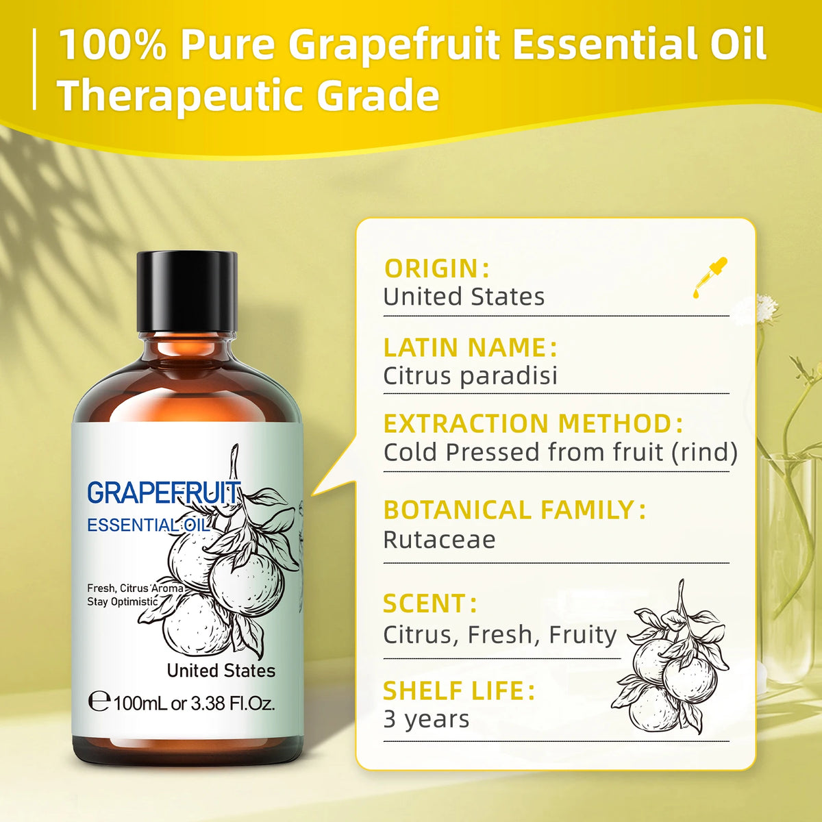 Hiqili Pure Grapefruit Essential Oil For Aromatherapy