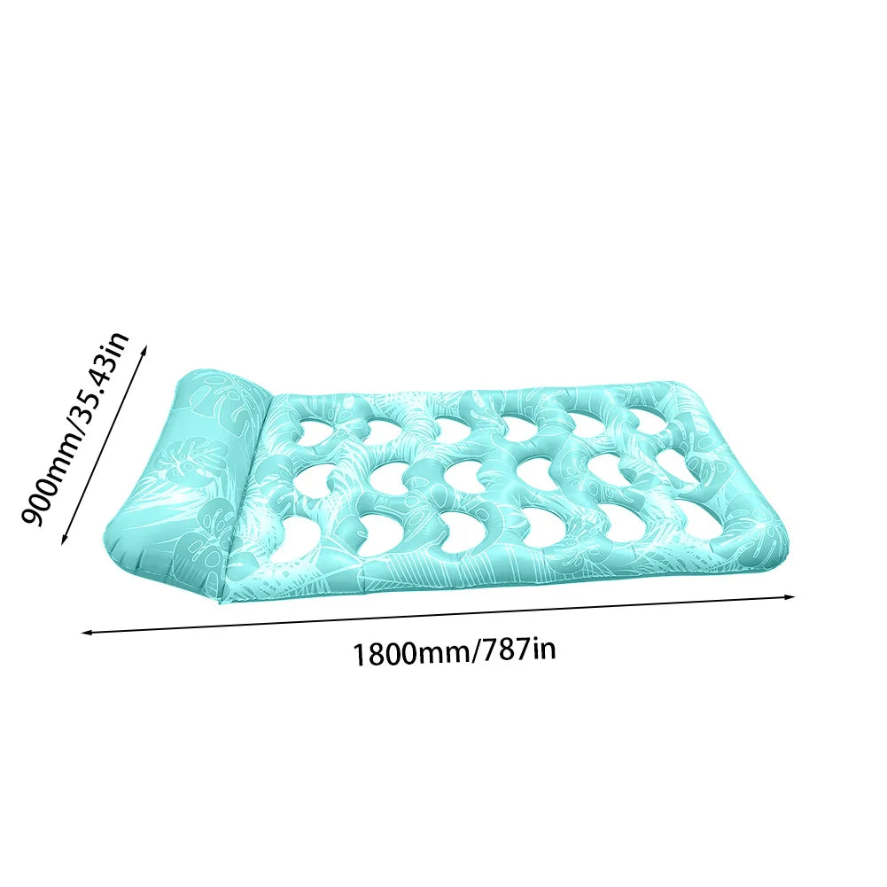 Inflatable Pool Float Lounger With Headrest Hammock Recliner