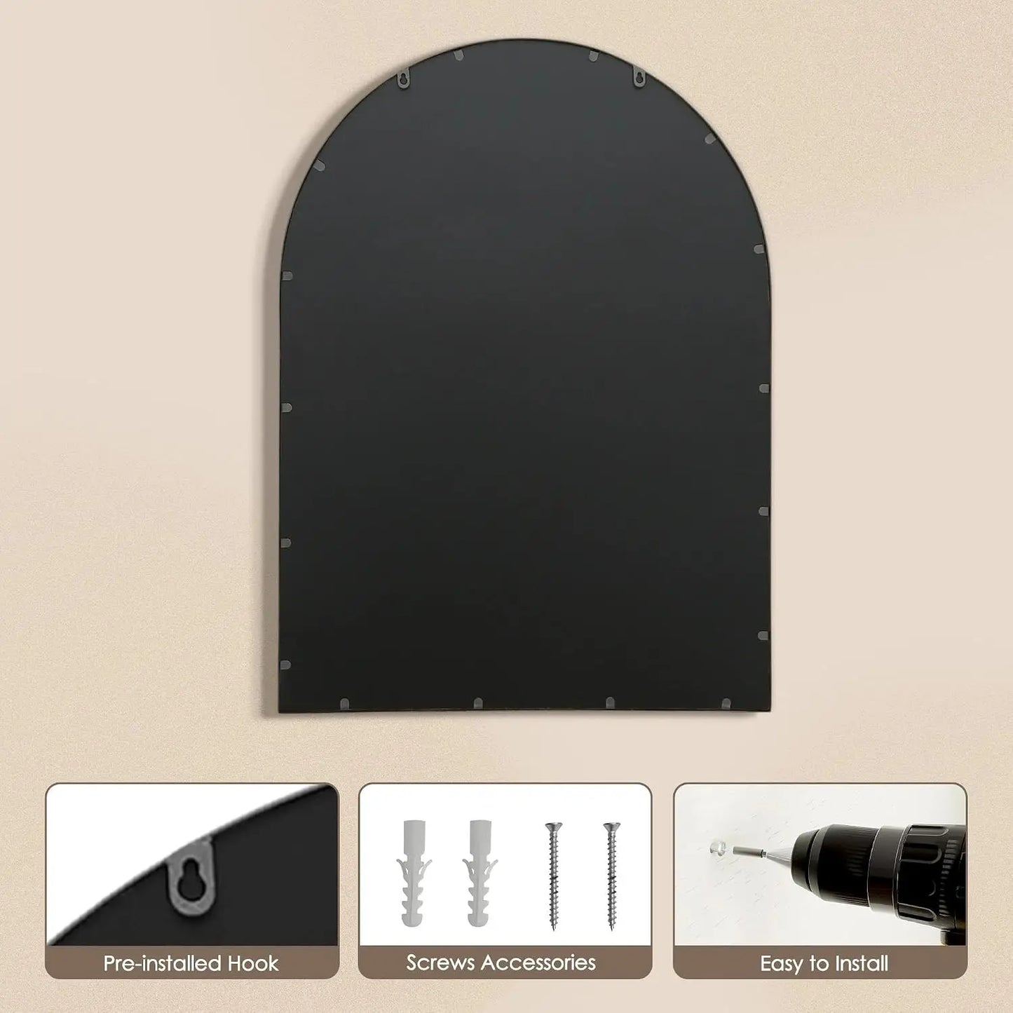 Arched Farmhouse Wall Mirror for Living Room and Entryway