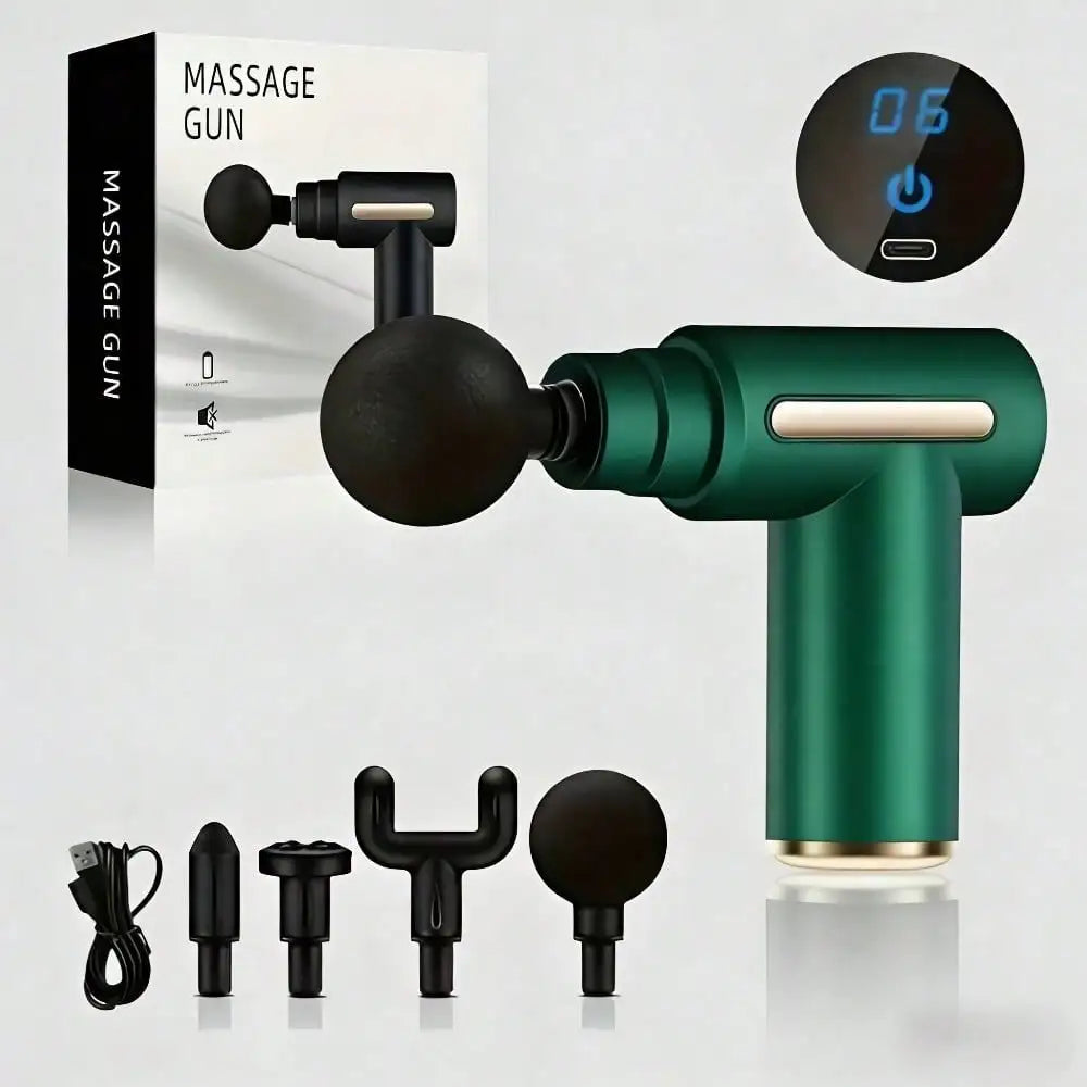 Fascia Massage Gun Portable Muscle Massager With 4 Heads