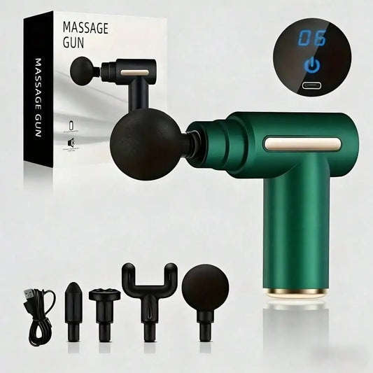 Fascia Massage Gun Portable Muscle Massager With 4 Heads