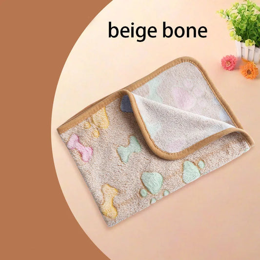 Velvet Pet Blanket Fleece Paw Pattern