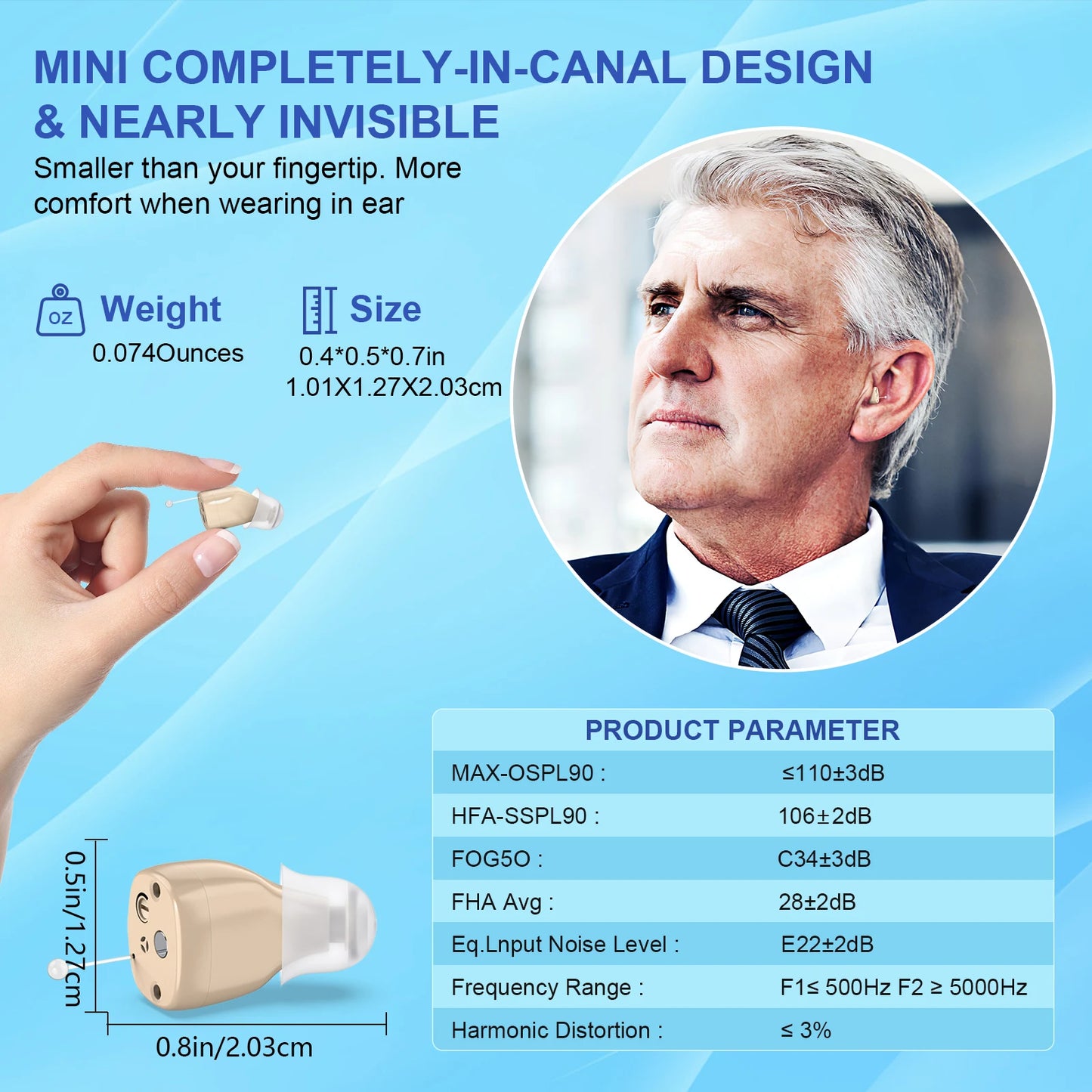 KFCOPTEE Mini In Ear Hearing Amplifiers Adjustable Volume