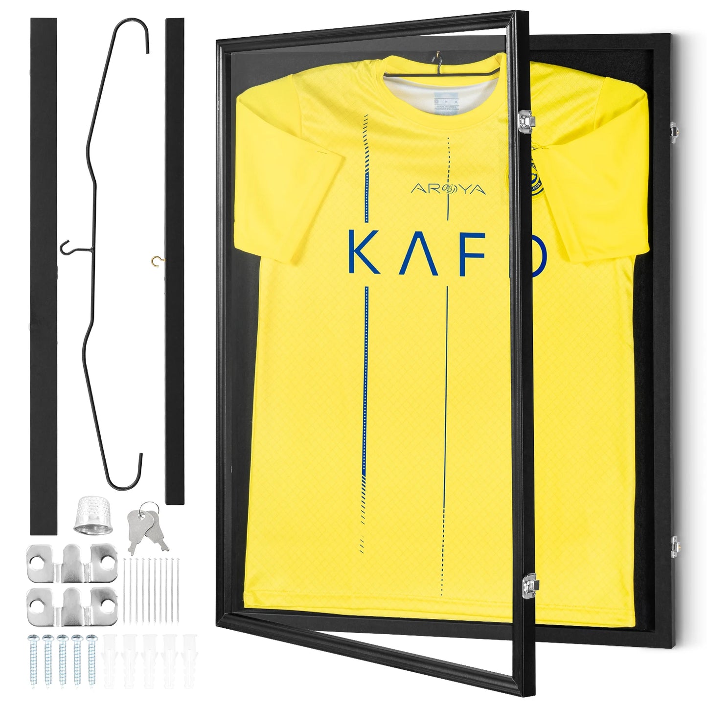 SucceBuy Jersey Display Case With Lockable Shadow Box