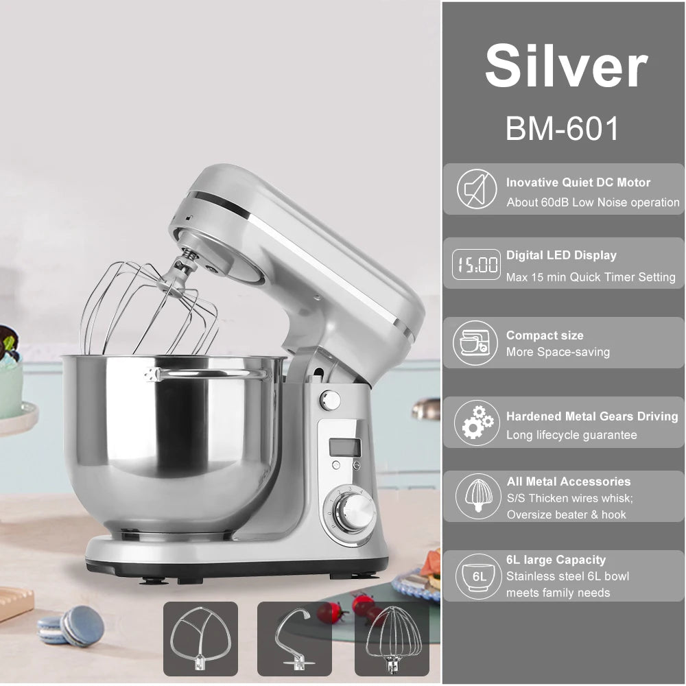 BioloMix 1200W 6L Stand Mixer With Tilt Head