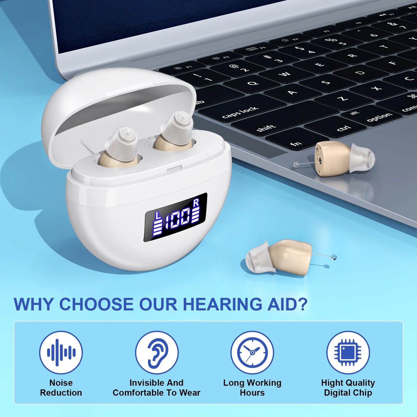 KFCOPTEE Mini In Ear Hearing Amplifiers Adjustable Volume