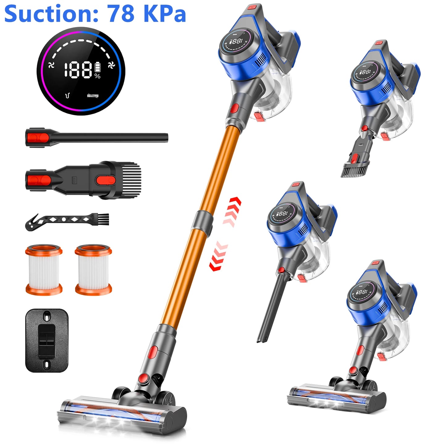 Honki Cordless Vacuum Cleaner 78KPa 45Min Battery Life