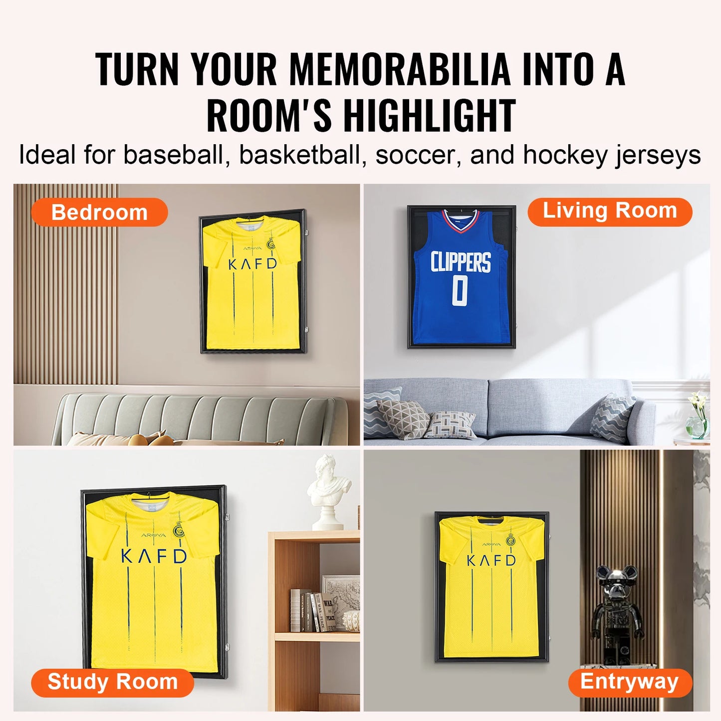SucceBuy Jersey Display Case With Lockable Shadow Box