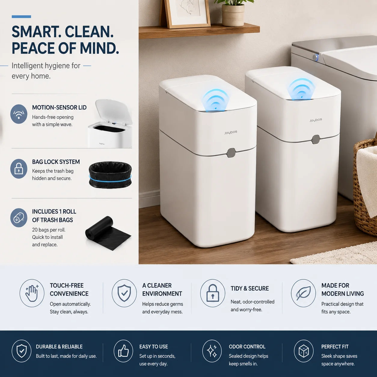 Joybos Touchless Trash Can With Motion Sensor