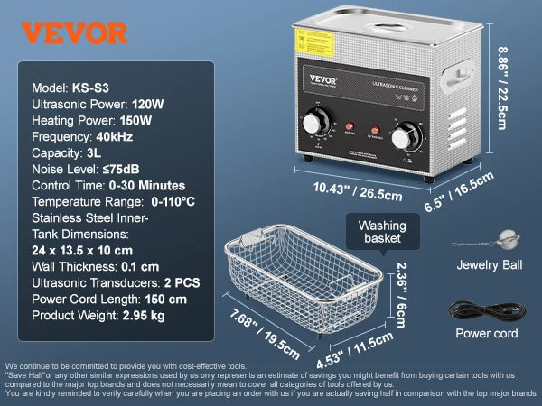 SucceBuy Ultrasonic Cleaner With Heater Timer For Lab Tools
