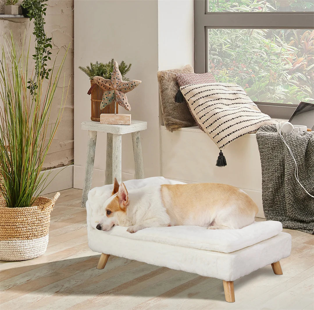 Bingopaw L-Shape Pet Sofa Bed with Wooden Legs